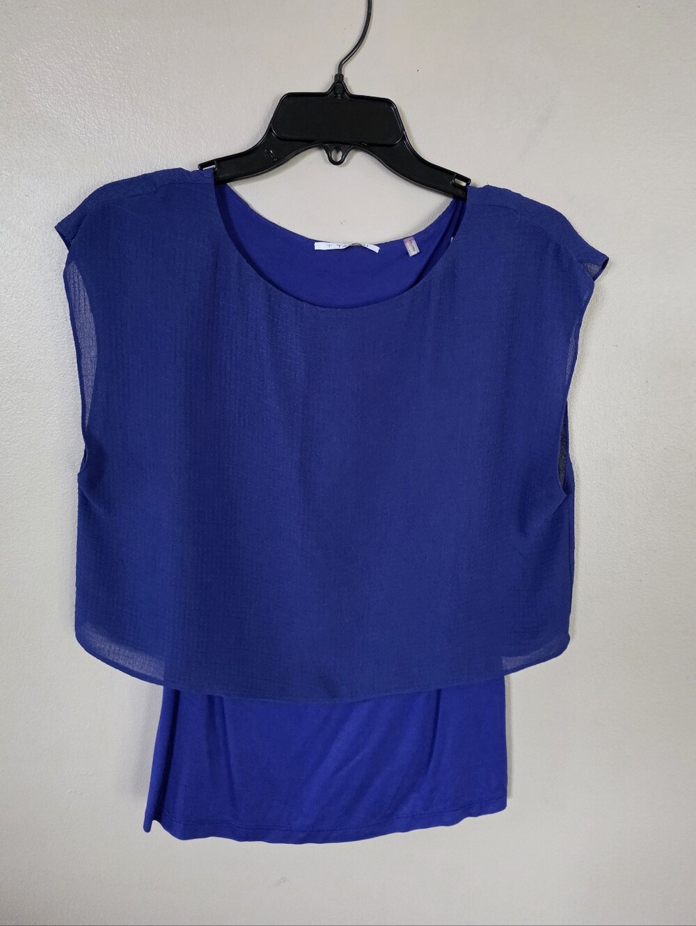 Tahari Bright Blue Sleeveless Blouse Pullover Women's Size Small